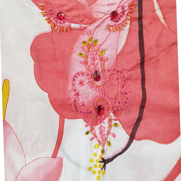 La Cera Floral Tunic Top 3/4 Sleeve Size Medium - Picture 6 of 9